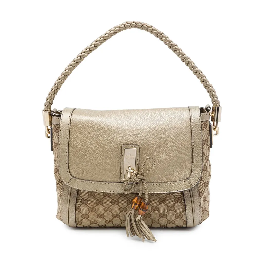 Gucci GG Canvas Bella Flap Satchel Beige Canvas Very good - Front View