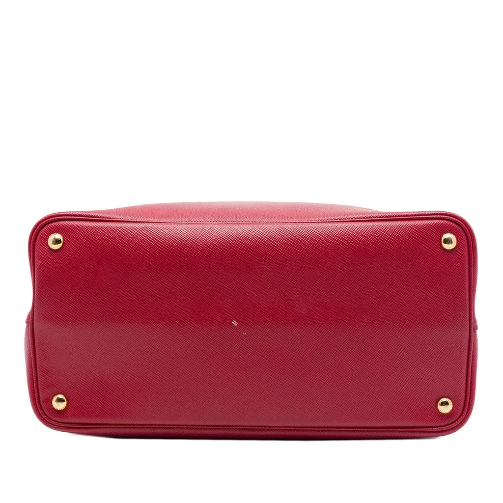 Prada Large Saffiano Cuir Double Satchel Red Leather Good - Inside View