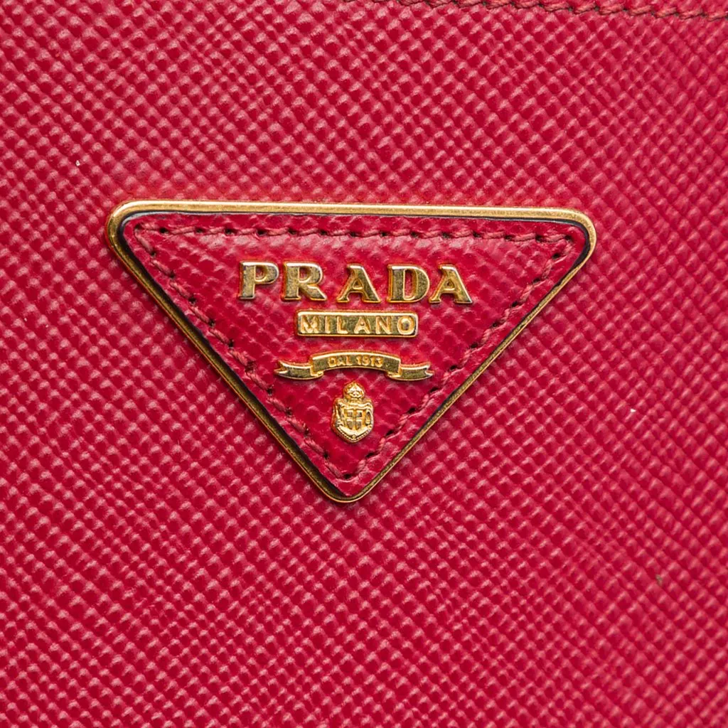 Prada Large Saffiano Cuir Double Satchel Red Leather Good - Box View
