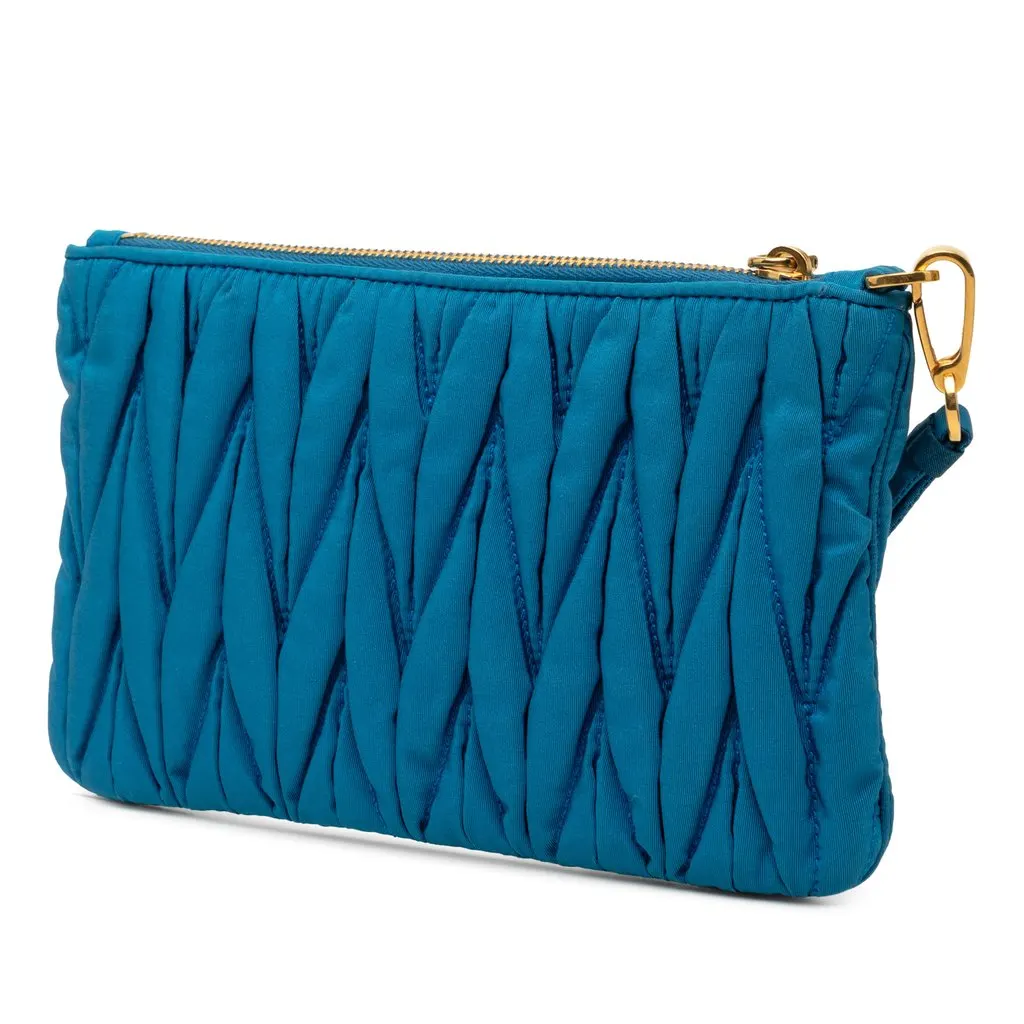 Miu Miu Matelasse Nylon Clutch Blue Very good - Back View
