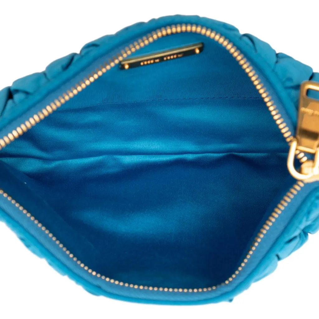 Miu Miu Matelasse Nylon Clutch Blue Very good - Model View
