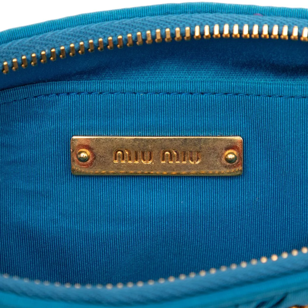 Miu Miu Matelasse Nylon Clutch Blue Very good - Box View