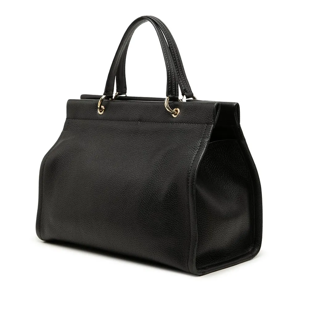 Salvatore Ferragamo Grained Calfskin Meera Tote Black Leather Very good - Back View