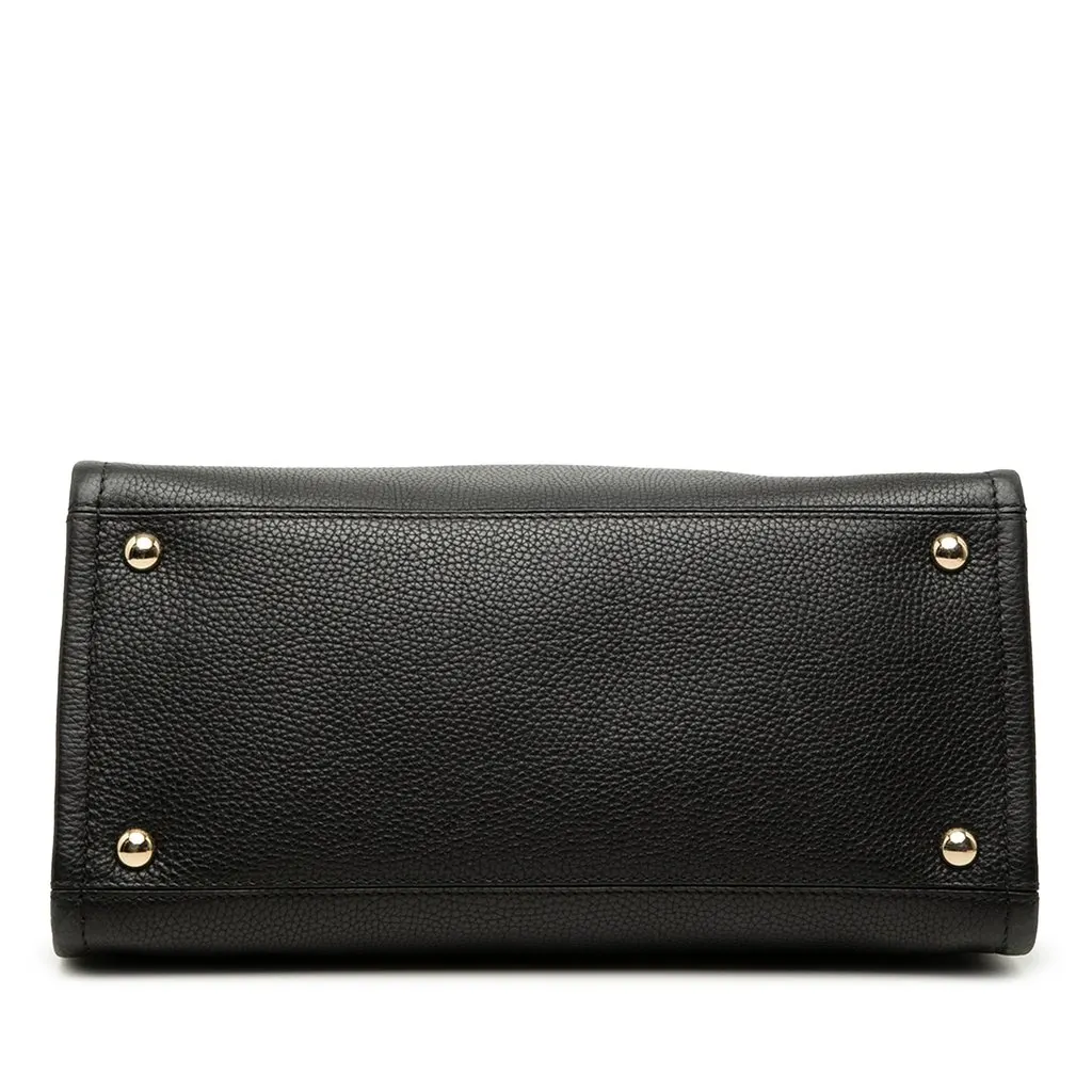 Salvatore Ferragamo Grained Calfskin Meera Tote Black Leather Very good - Inside View