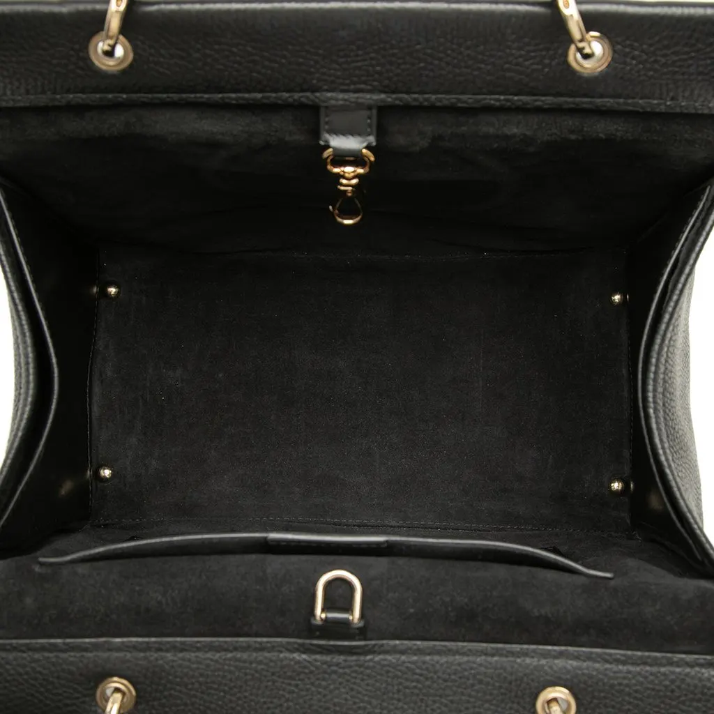 Salvatore Ferragamo Grained Calfskin Meera Tote Black Leather Very good - Model View