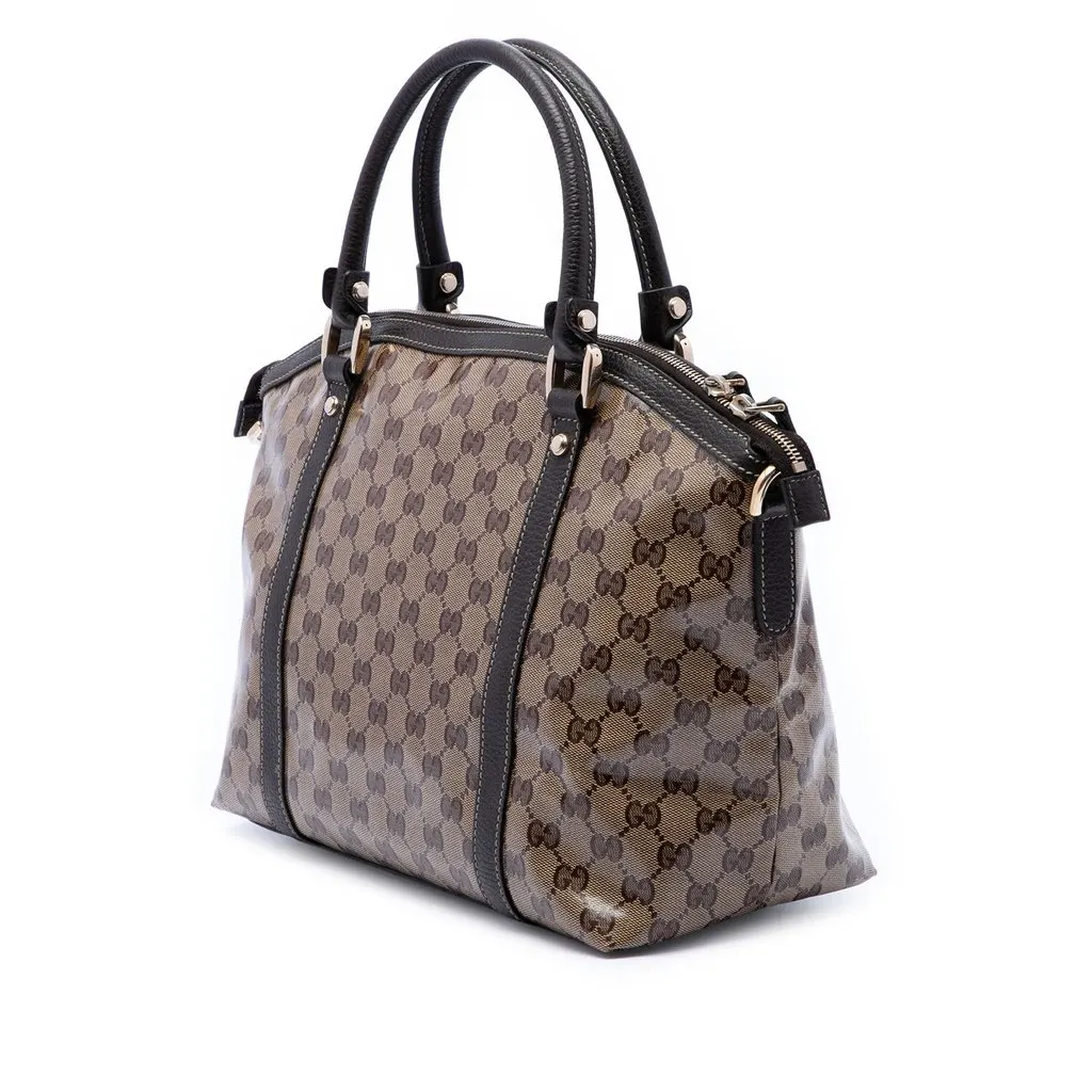 Gucci Medium GG Crystal Charm Dome Satchel Beige Very good - Back View
