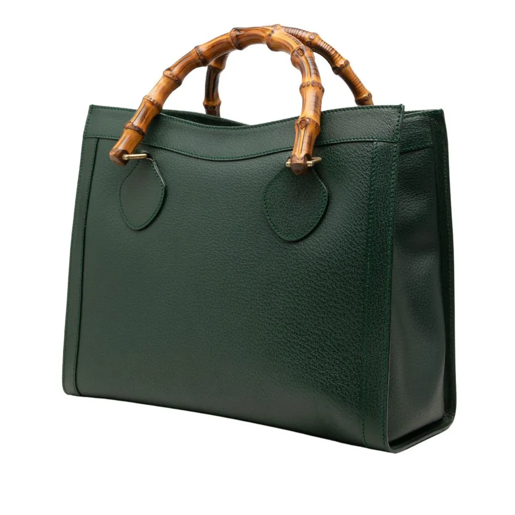 Gucci Medium Leather Bamboo Diana Tote Green Leather Very good - Back View