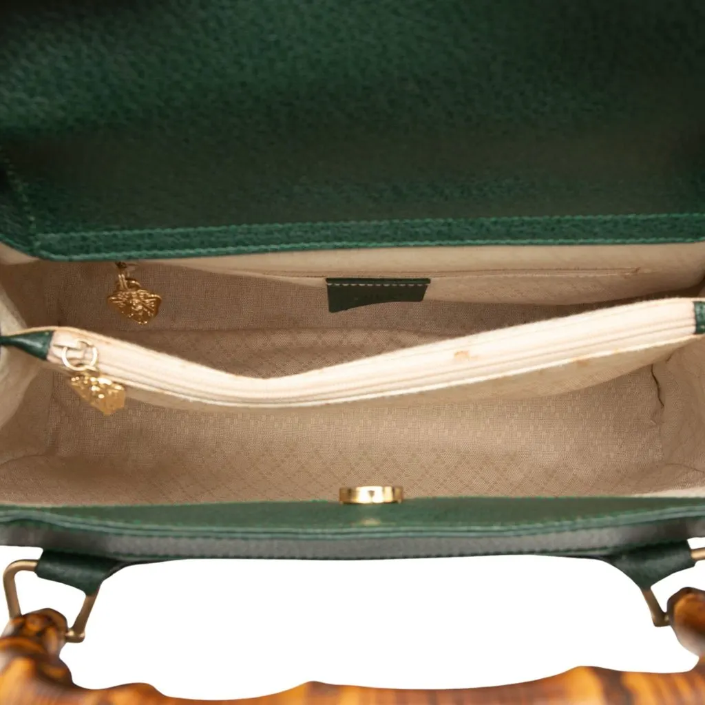 Gucci Medium Leather Bamboo Diana Tote Green Leather Very good - Model View