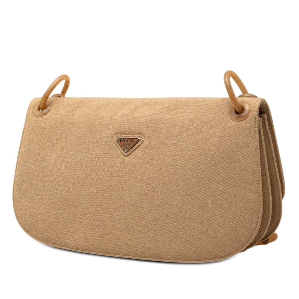 Prada Canvas Resin Chain Shoulder Bag Brown Very good - Back View