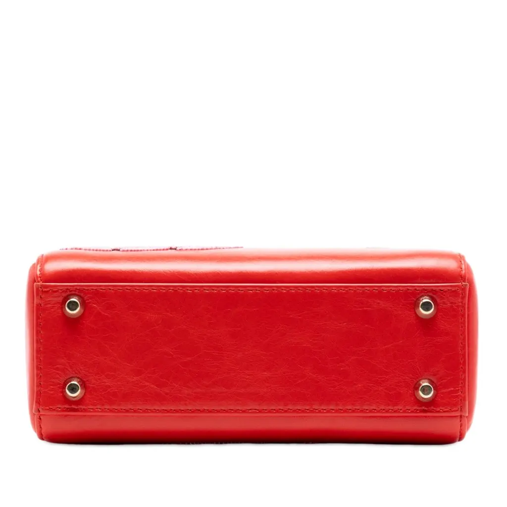 Dior Mini Calfskin Beaded Lady Dior Red Leather Very good - Inside View