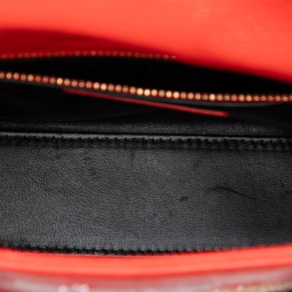 Dior Mini Calfskin Beaded Lady Dior Red Leather Very good - Model View