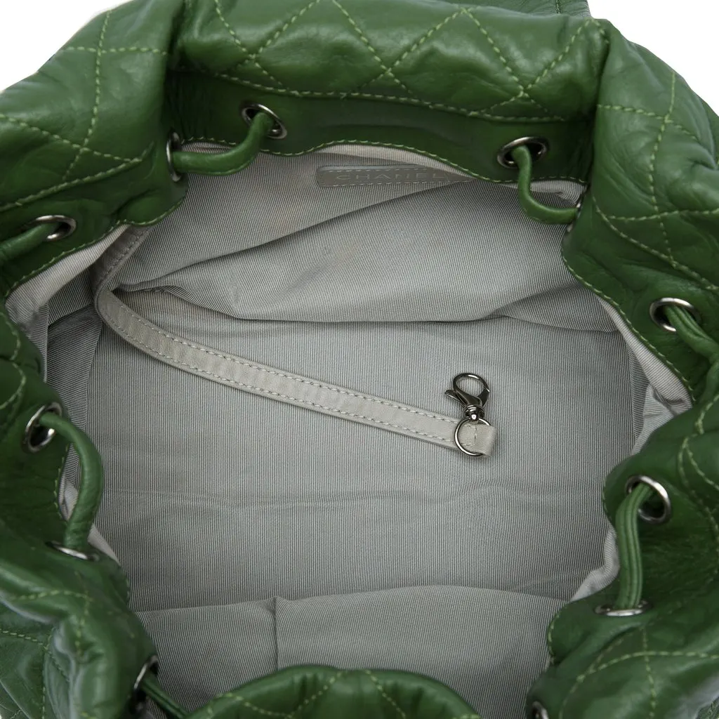 Chanel Quilted Aged Calfskin Beijing 2 in 1 Backpack Green Leather Very good - Model View