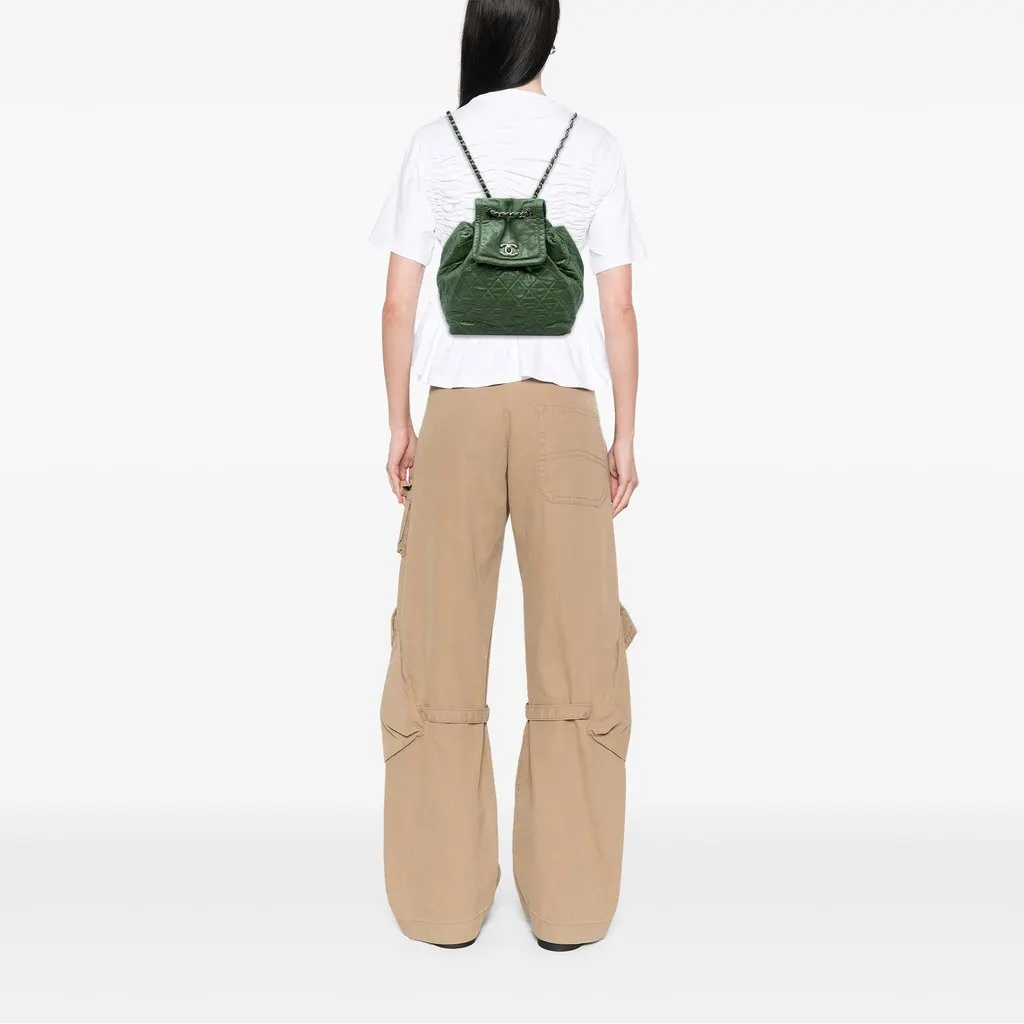Chanel Quilted Aged Calfskin Beijing 2 in 1 Backpack Green Leather Very good - Box View