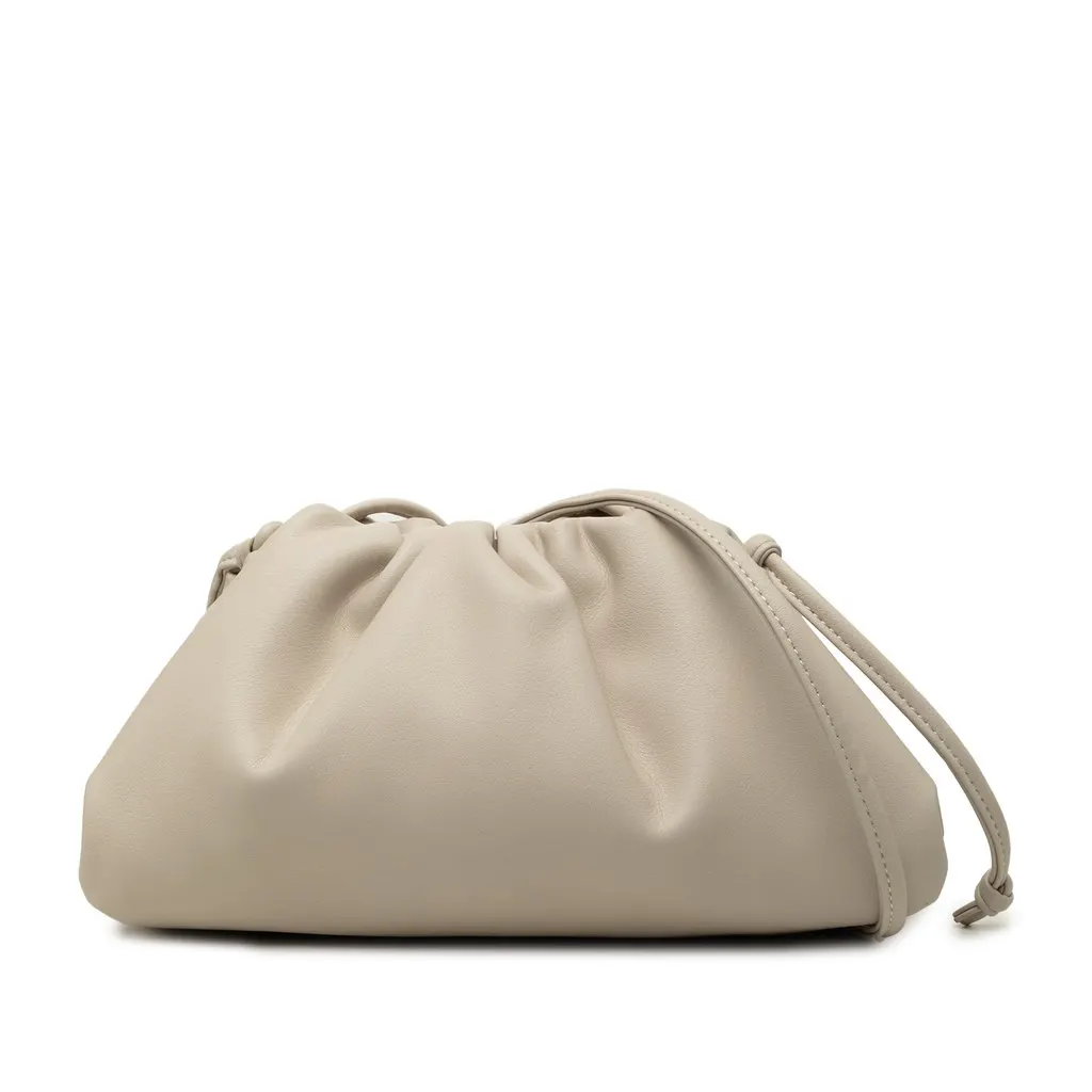 Bottega Veneta Lambskin The Mini Pouch Crossbody White Leather Very good - Front View