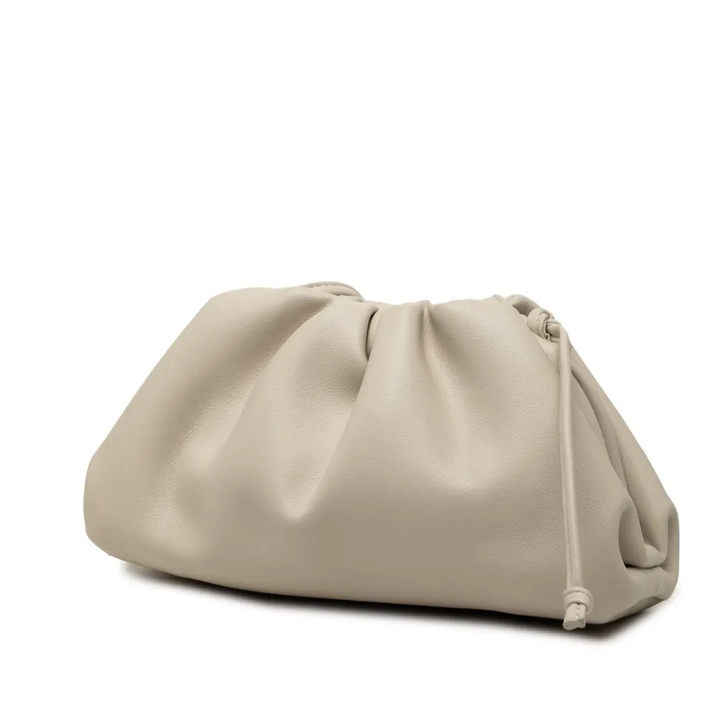 Bottega Veneta Lambskin The Mini Pouch Crossbody White Leather Very good - Back View
