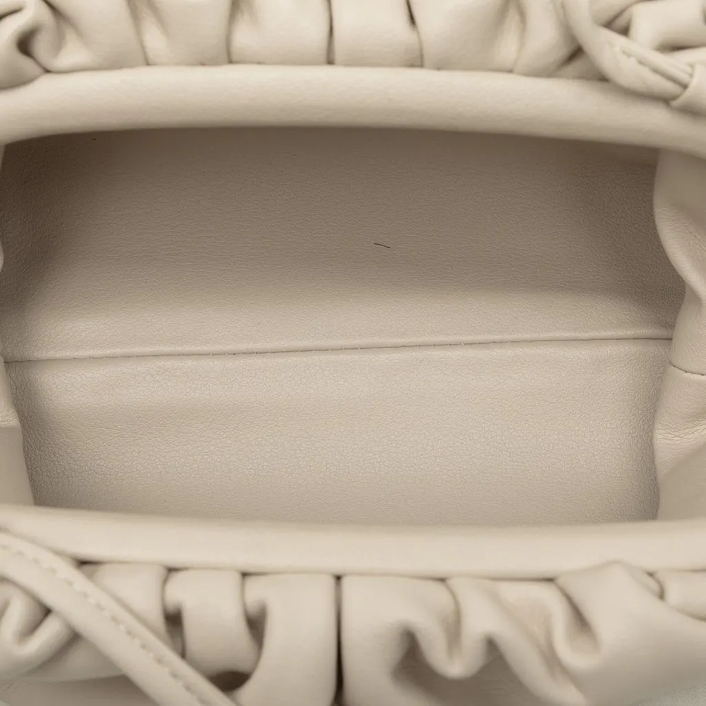 Bottega Veneta Lambskin The Mini Pouch Crossbody White Leather Very good - Model View