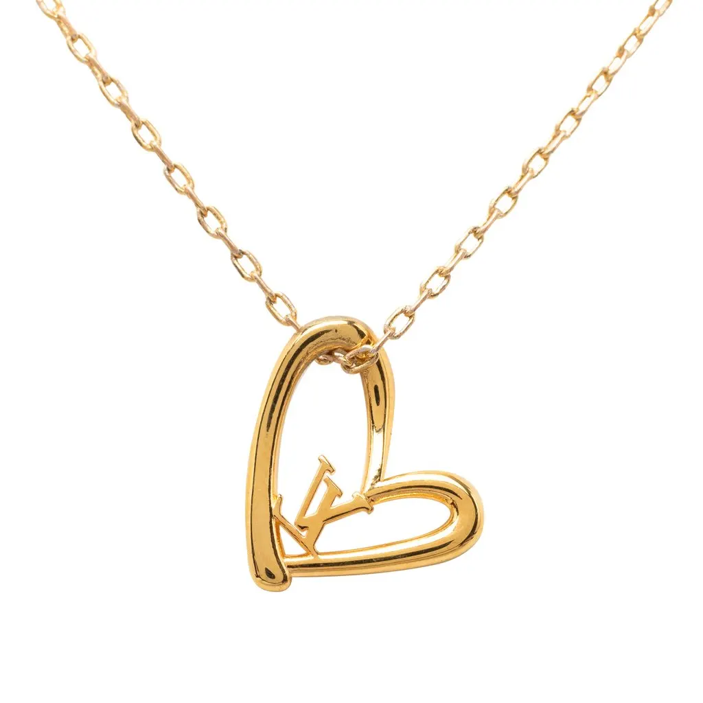 Louis Vuitton Gold Plated LV Fall In Love Pendant Necklace Gold Metal Very good - Inside View