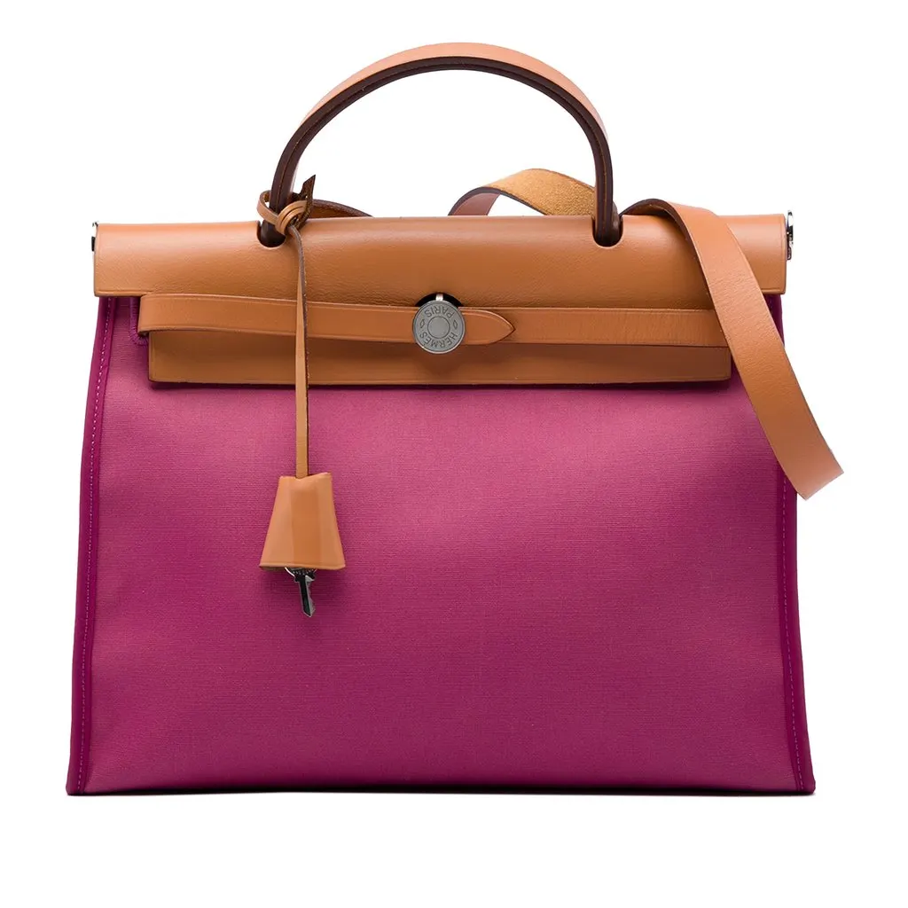 Hermès Toile Herbag Zip 31 Pink Canvas Very good - Front View