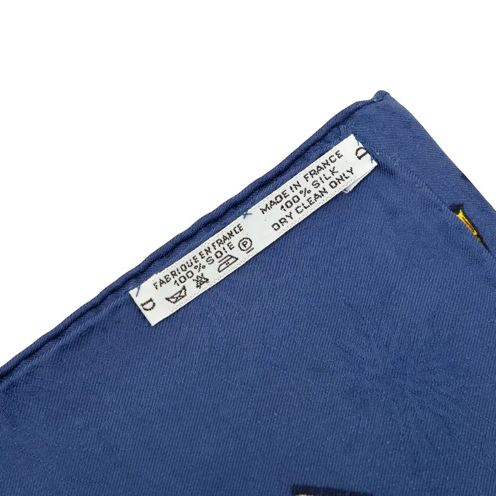 Hermès Luna Park Silk Scarf 90 Blue Silk Never worn - Inside View