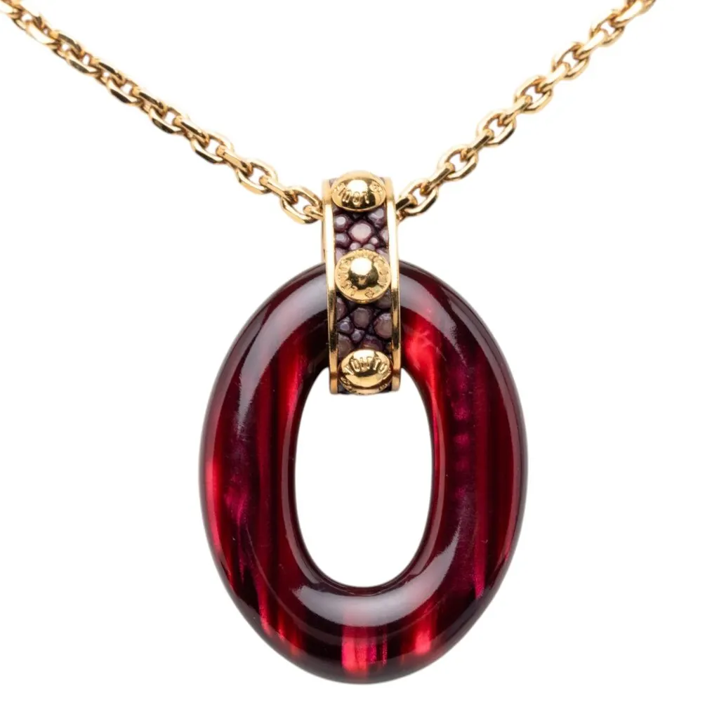 Louis Vuitton Gold Plated Resin Gimme a Clue Pendent Necklace Gold Metal Very good - Back View