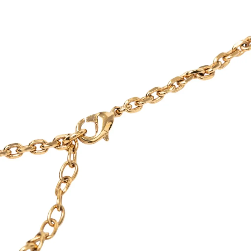 Louis Vuitton Gold Plated Resin Gimme a Clue Pendent Necklace Gold Metal Very good - Model View