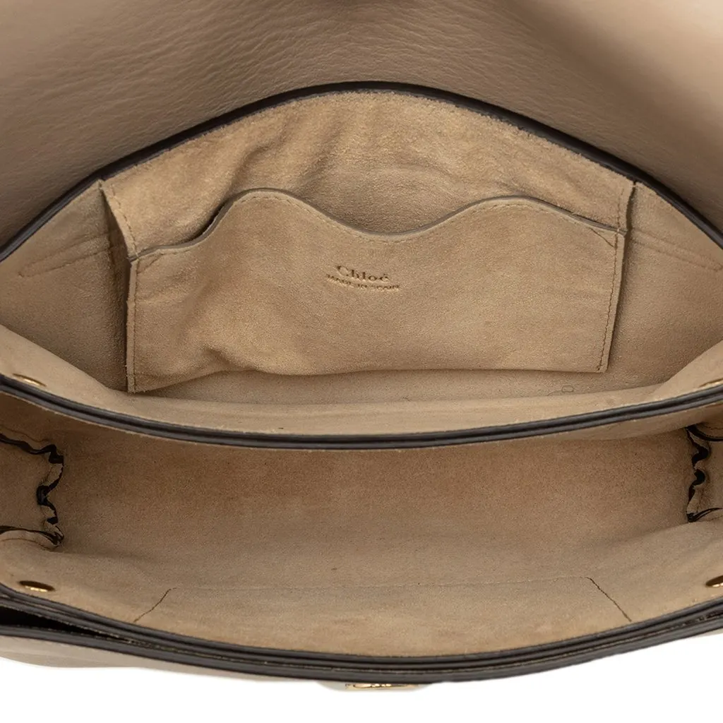 Chloé Small Suede and Calfskin Faye Crossbody Brown Leather Very good - Model View