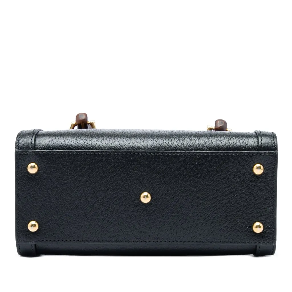 Gucci Small Calfskin Bamboo Diana Satchel Black Leather Very good - Inside View