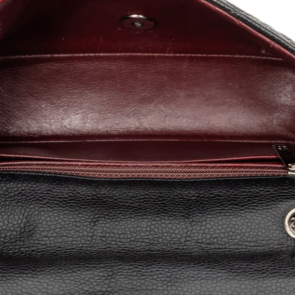 Chanel Mini Rectangular Classic Caviar Single Flap Black Leather Good - Model View