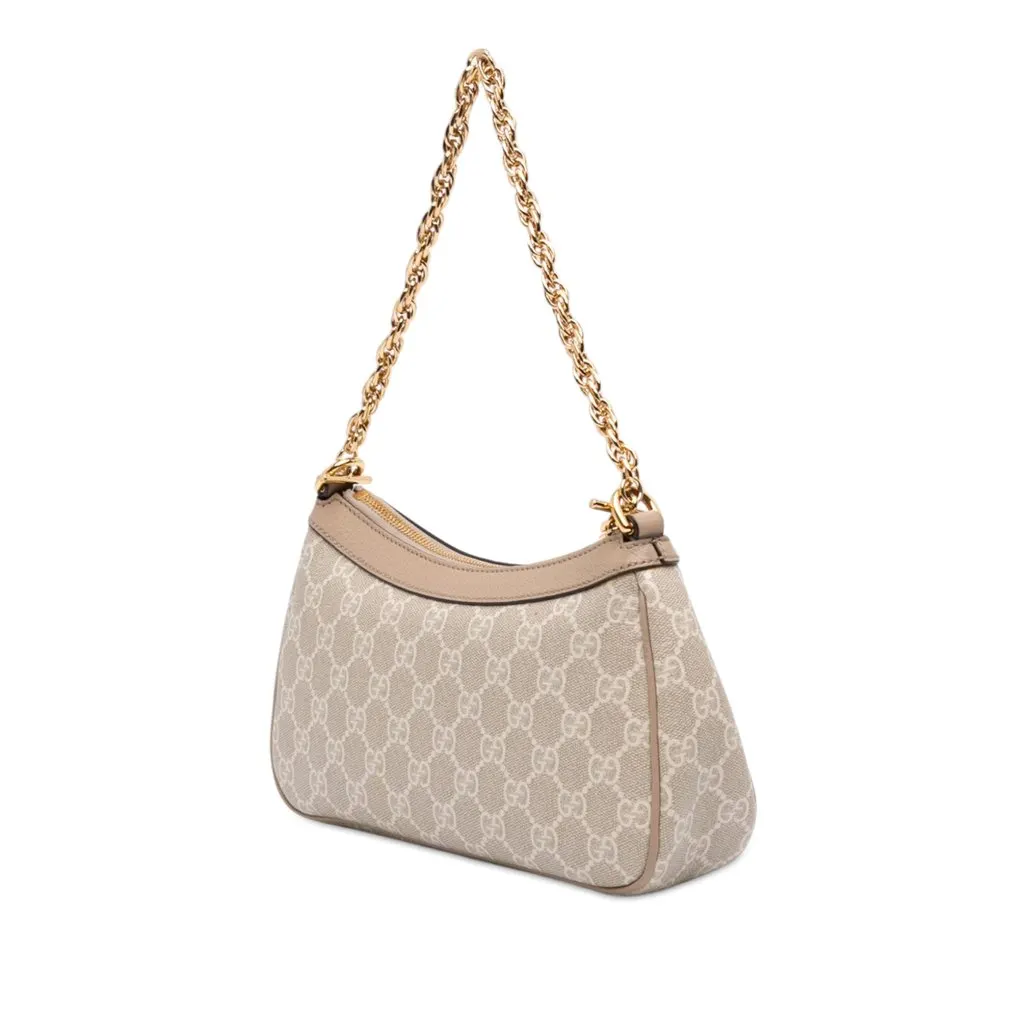 Gucci Small GG Supreme Web Ophidia Satchel Beige Very good - Back View