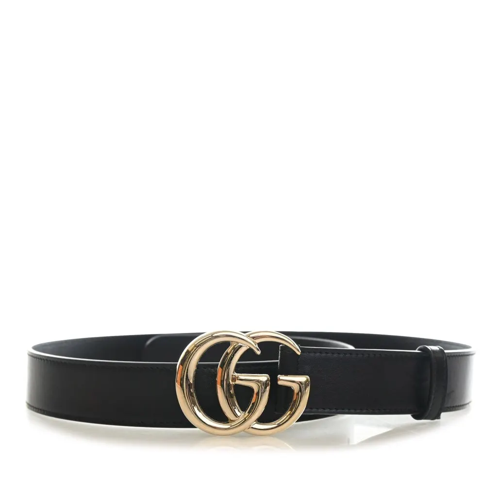 Gucci GG Marmont Calfskin Wide Belt Black Leather Very good - Front View