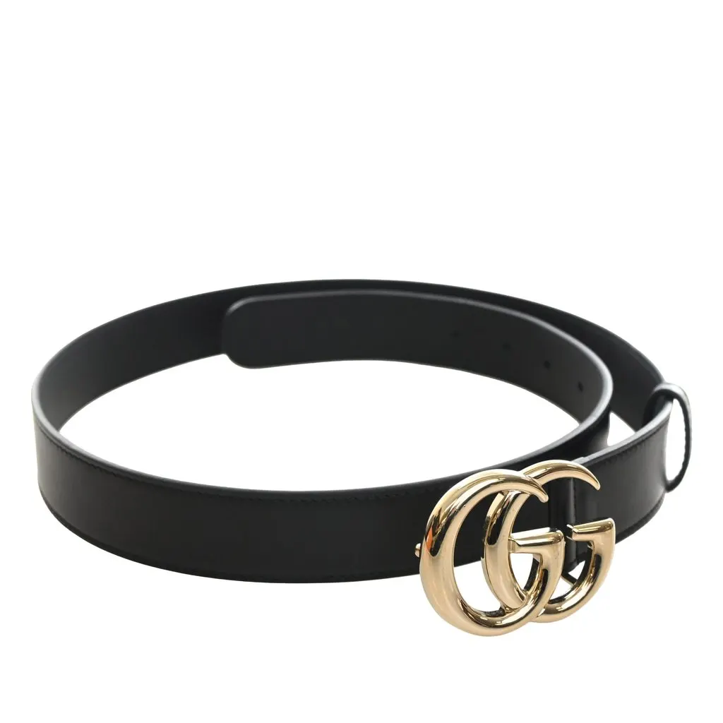 Gucci GG Marmont Calfskin Wide Belt Black Leather Very good - Back View