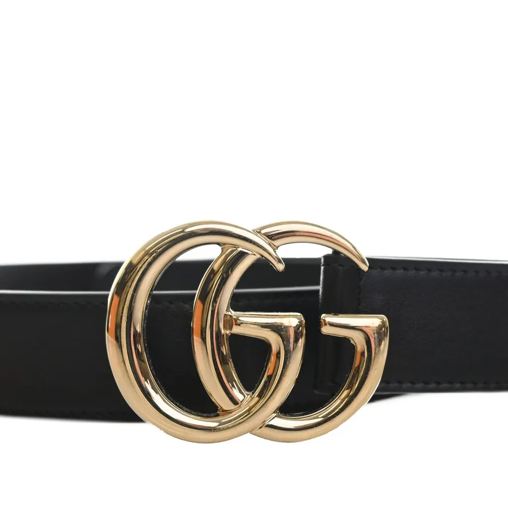 Gucci GG Marmont Calfskin Wide Belt Black Leather Very good - Model View