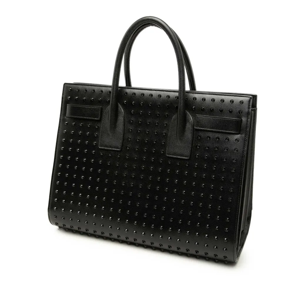 Saint Laurent Small Studded Leather Sac De Jour Satchel Black Leather Very good - Back View