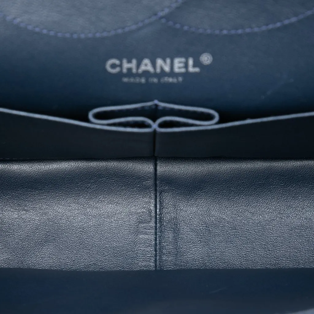 Chanel Quilted Patent Reissue 2.55 Double Flap 227 Blue Leather Very good - Model View