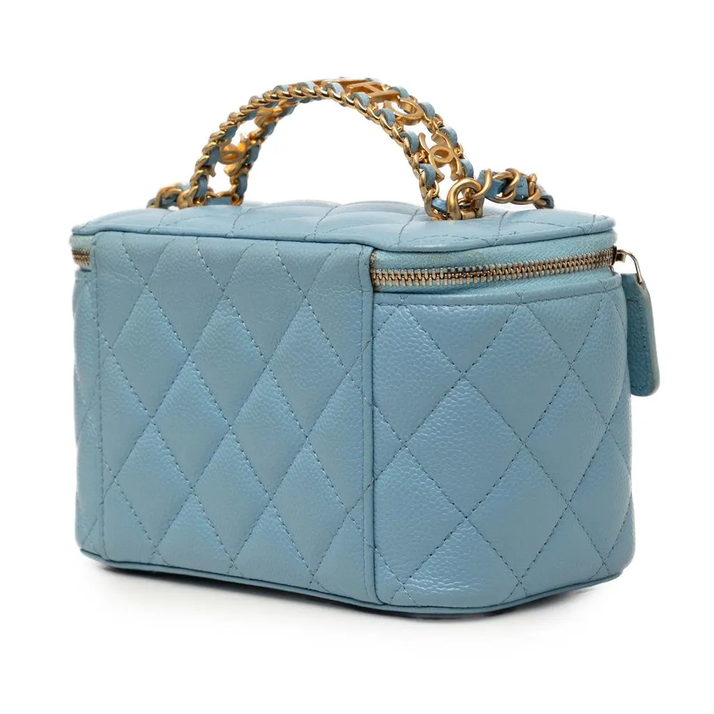 Chanel Caviar Pick Me Up Vanity Case Blue Leather Very good - Back View
