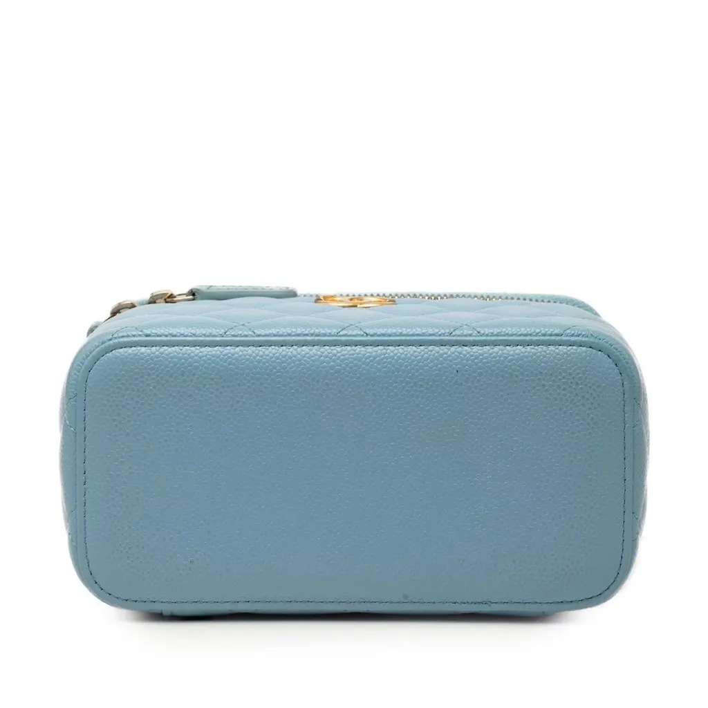 Chanel Caviar Pick Me Up Vanity Case Blue Leather Very good - Inside View