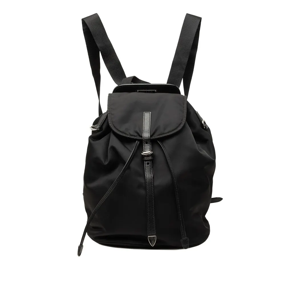 Prada Saffiano Trimmed Tessuto Backpack Black Polyamide Very good - Front View
