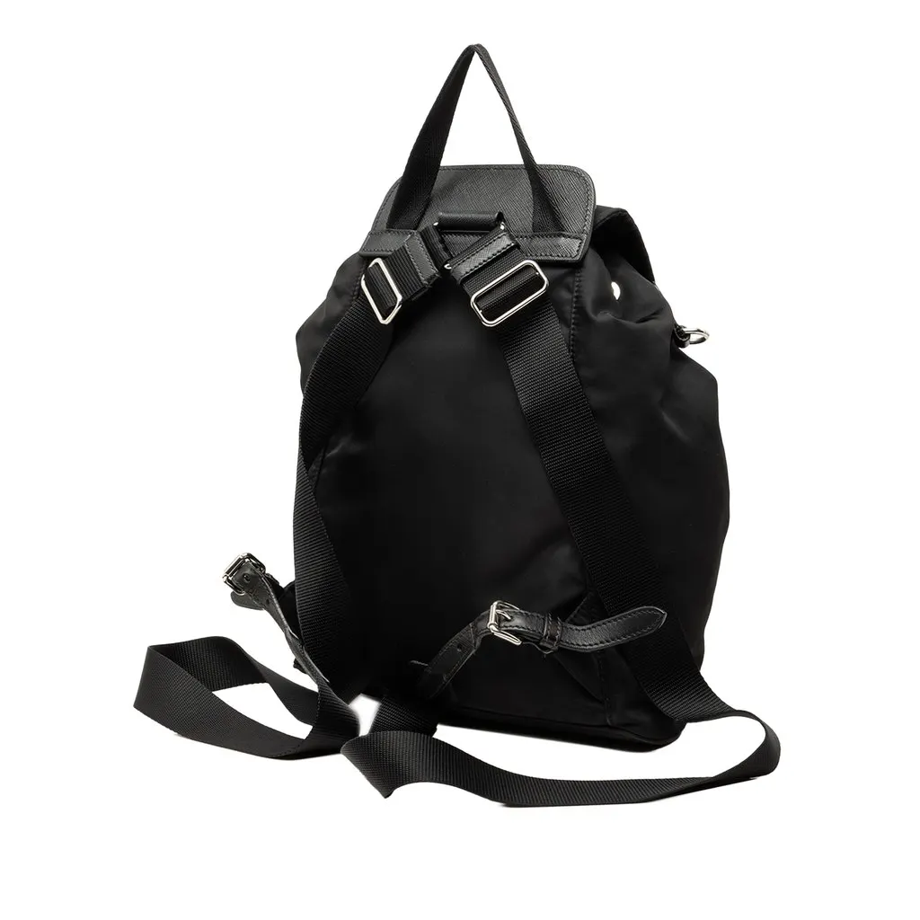 Prada Saffiano Trimmed Tessuto Backpack Black Polyamide Very good - Back View