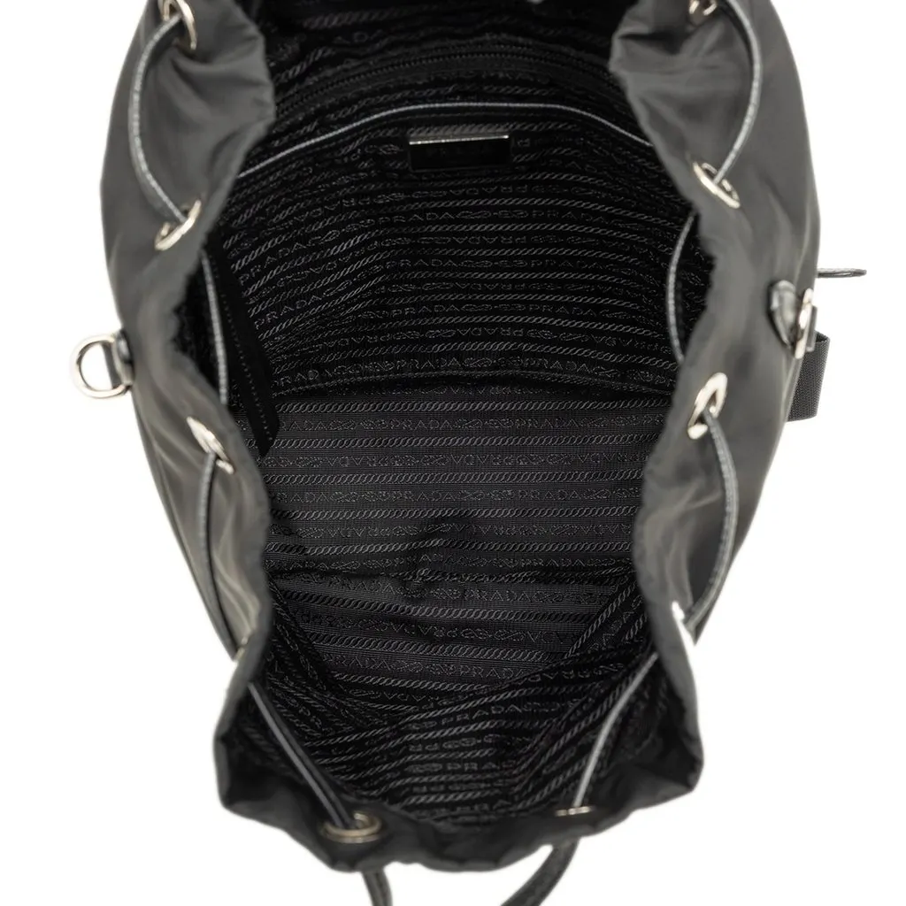 Prada Saffiano Trimmed Tessuto Backpack Black Polyamide Very good - Model View