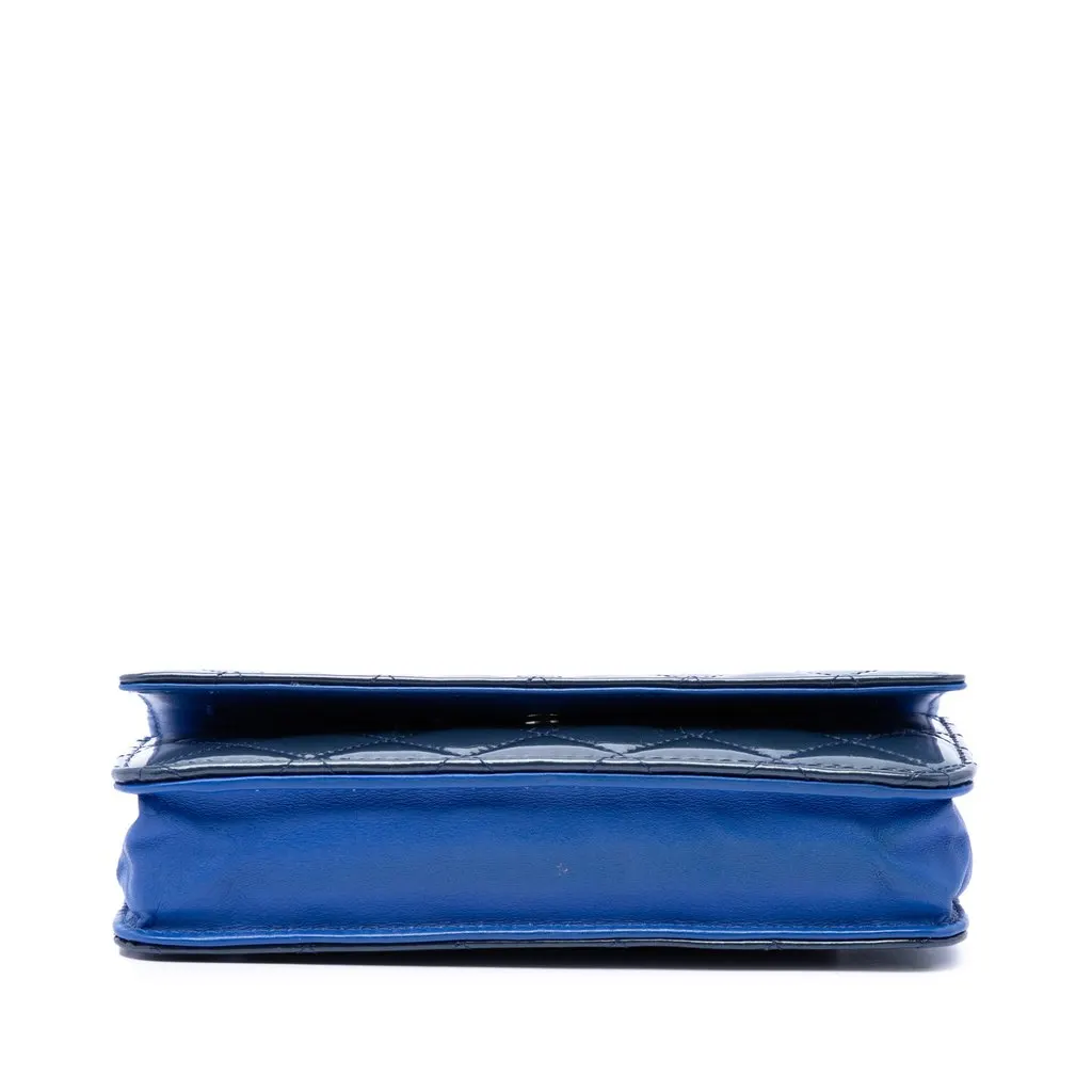 Chanel CC Quilted Patent Wallet On Chain Blue Leather Very good - Inside View