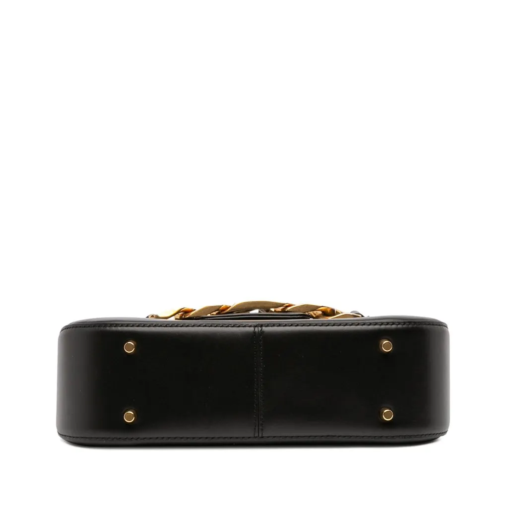 Valentino Medium Leather Vlogo Chain Shoulder Bag Black Leather Very good - Inside View