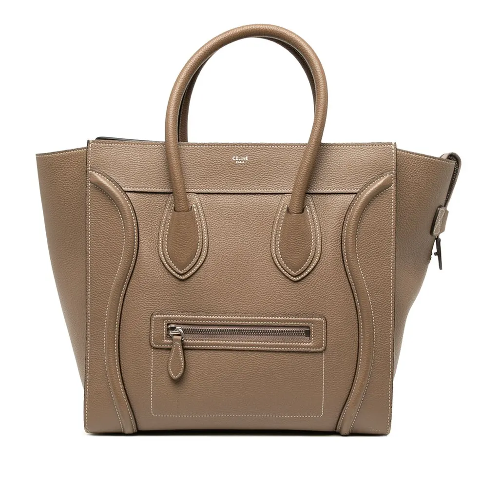 Celine Mini Calfskin Luggage Tote Brown Leather Very good - Front View