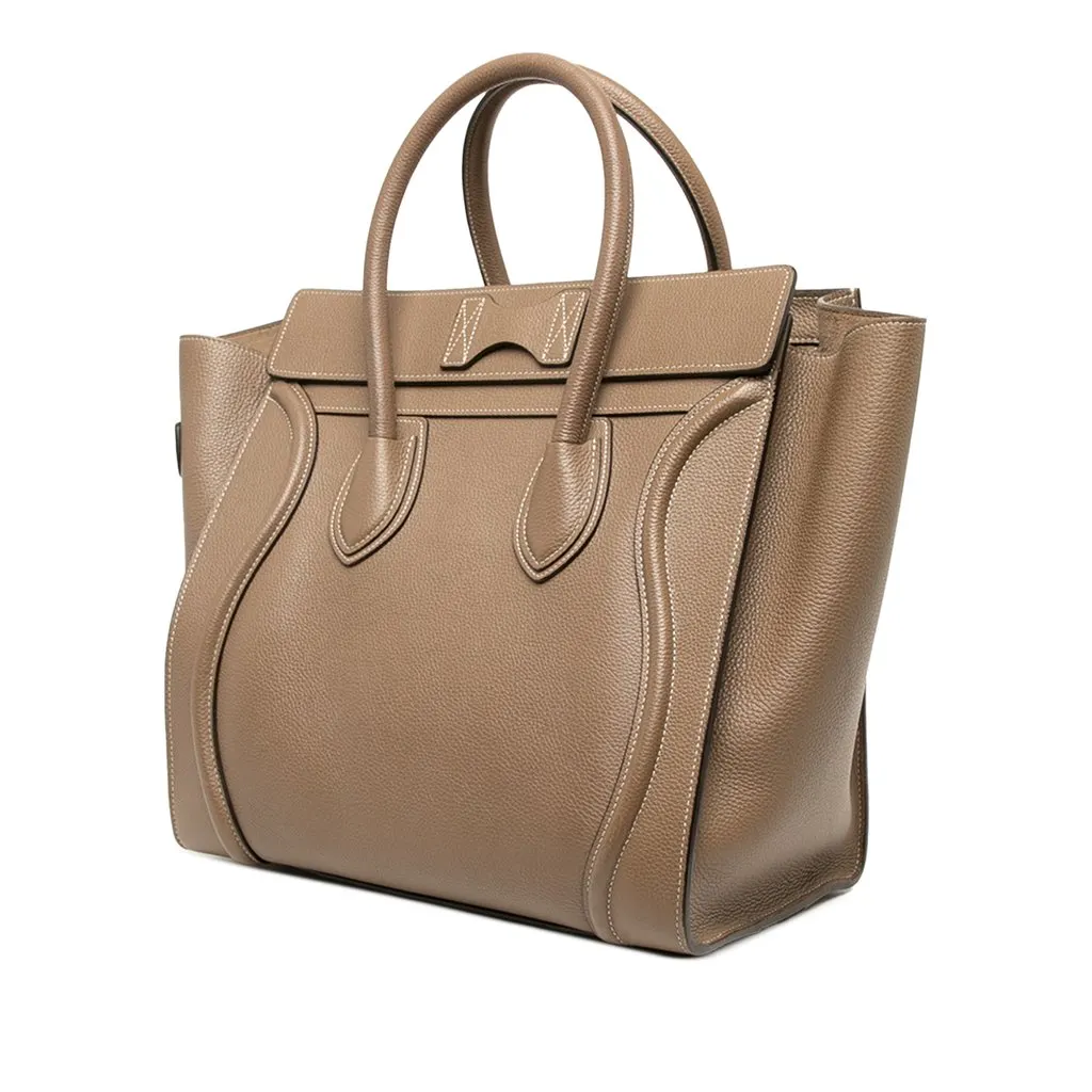 Celine Mini Calfskin Luggage Tote Brown Leather Very good - Back View