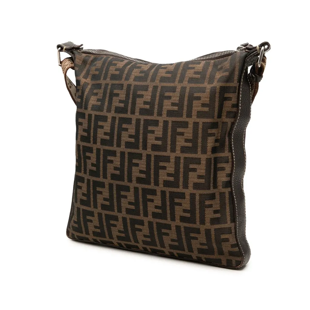 Fendi Zucca Canvas Selleria Crossbody Brown Very good - Back View