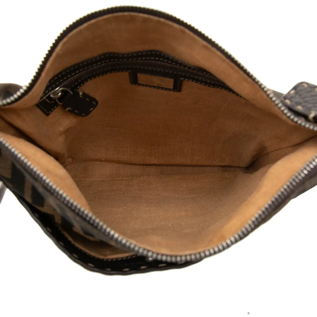 Fendi Zucca Canvas Selleria Crossbody Brown Very good - Model View