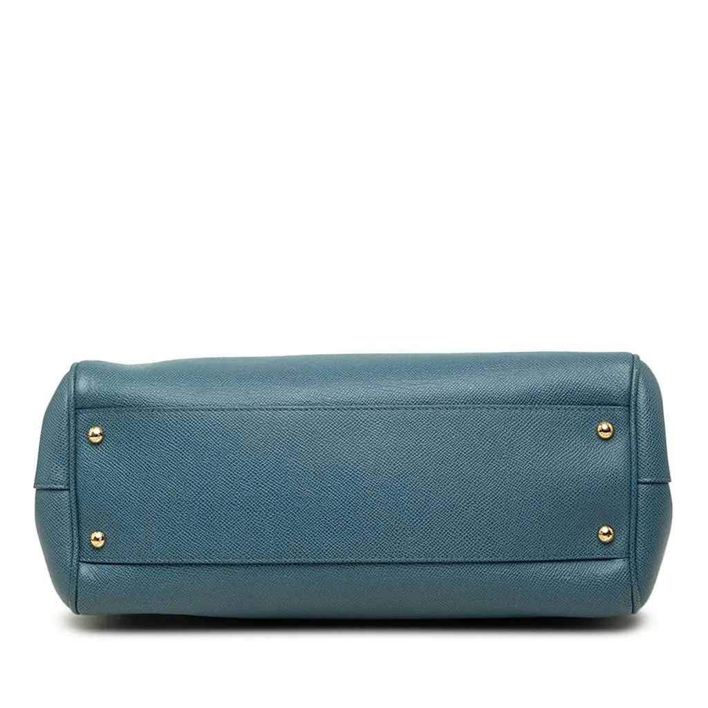Dolce & Gabbana Large Dauphine Calfskin Miss Sicily Satchel Blue Leather Very good - Inside View