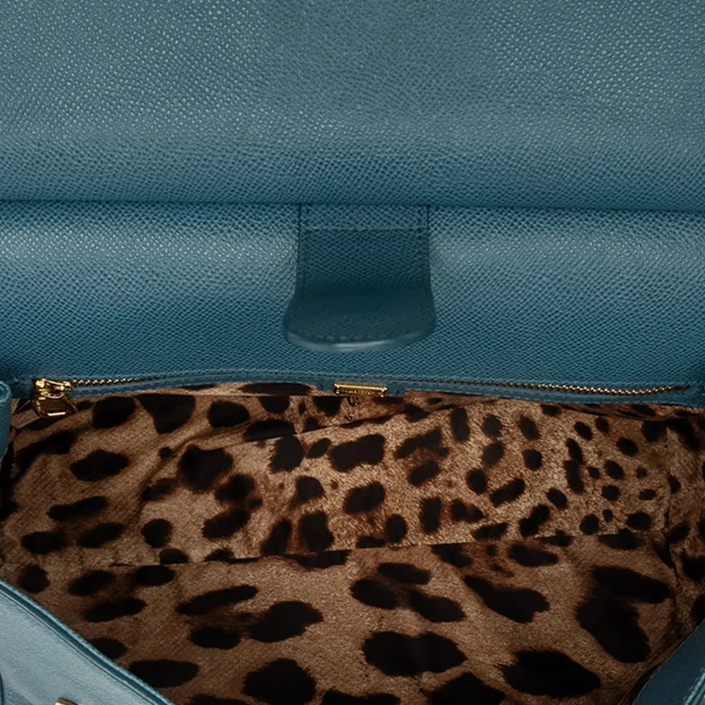 Dolce & Gabbana Large Dauphine Calfskin Miss Sicily Satchel Blue Leather Very good - Model View