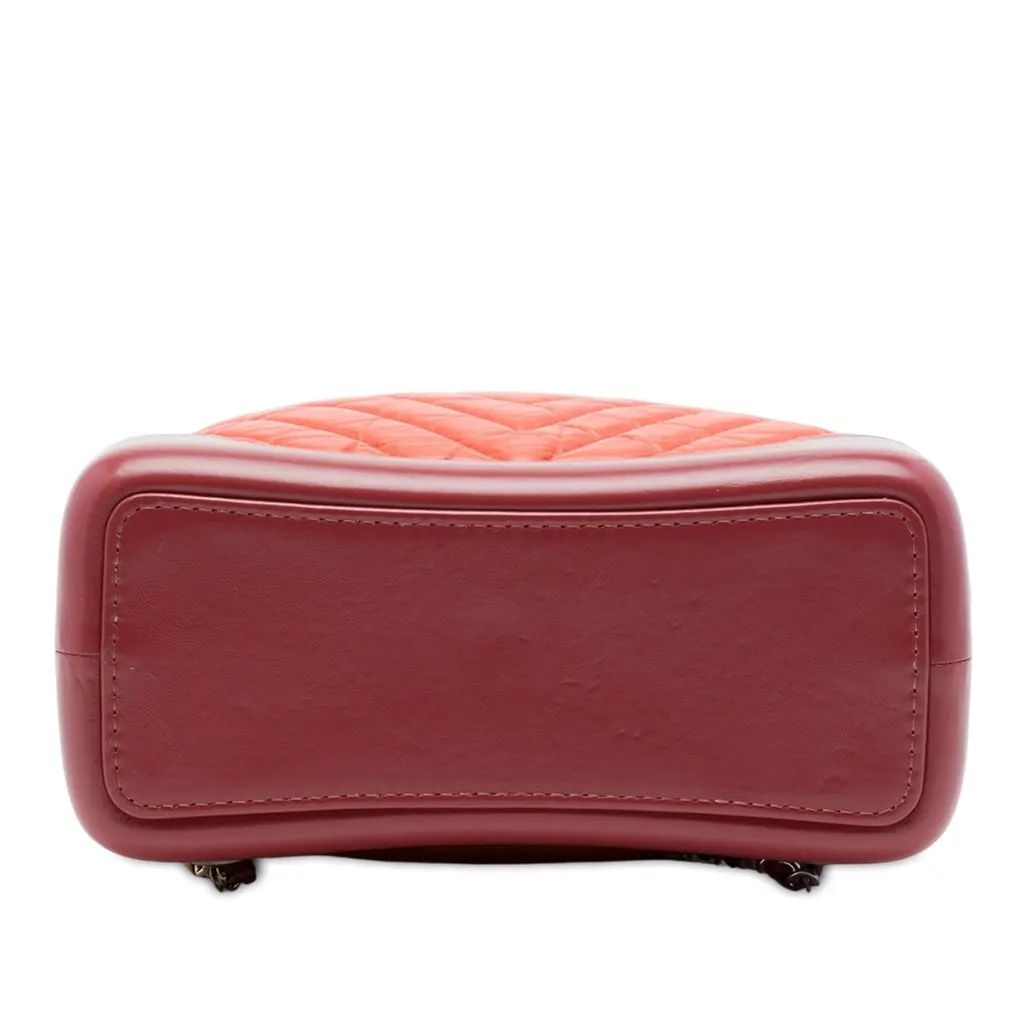 Chanel Small Bicolor Chevron Aged Calfskin Gabrielle Backpack Orange Leather Very good - Inside View