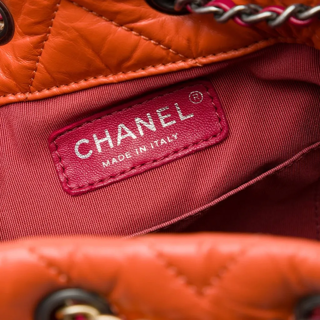 Chanel Small Bicolor Chevron Aged Calfskin Gabrielle Backpack Orange Leather Very good - Box View