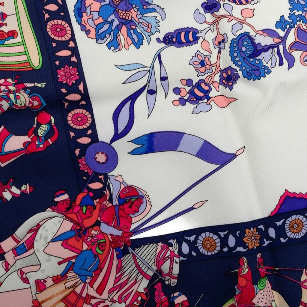 Hermès Fantaisies Indiennes Silk Scarf 90 Blue Very good - Inside View